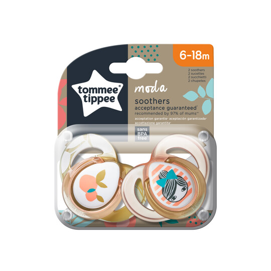Tommee Tippee MODA Soother, (6-18 months), Pack of 2 -Girl image number 4